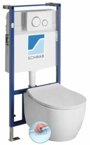 Závesné WC SENTIMENTI Rimless s podomietkovou nádržkou a tlačidlom Schwab