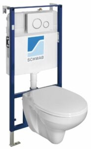 Závesné WC TAURUS s podomietkovou nádržkou a tlačidlom Schwab