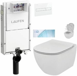 LAUFEN Podomít. systém LIS TW1 SET s bielym tlačidlom + WC Ideal Standard Tesi so sedadlom SoftClose