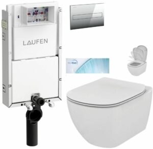 LAUFEN Podomít. systém LIS TW1 SET s chrómovým tlačidlom + WC Ideal Standard Tesi so sedadlom SoftClose