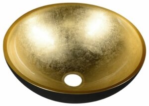 SAPHO - MURANO BLACK-GOLD sklenené umývadlo 40x14cm