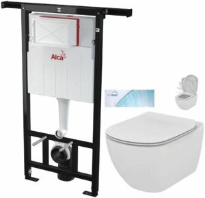 ALCADRAIN Jádromodul - predstenový inštalačný systém bez tlačidla + WC Ideal Standard Tesi so sedadlom SoftClose