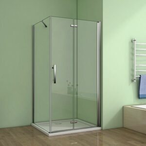 H K - Štvorcový sprchovací kút MELODY 80x80 cm sa zalamovacím dverami vrátane sprchovej vaničky z liateho mramoru SE-MELODYB88080 / SE-ROCKY-80sqm