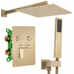 REA - Sprchový termostatický set FENIX DAVIS zlatá kefová z termostatom + BOX REA-P6358