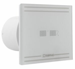 SAPHO - GLASS kúpeľňový ventilátor axiálny s LED displejom