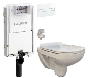 LAUFEN Podomít. systém LIS TW1 SET s bielym tlačidlom + WC bez oplachového kruhu Edge + SEDADLO H8946630000001BI EG1