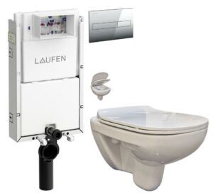 LAUFEN Podomít. systém LIS TW1 SET s chrómovým tlačidlom + WC bez oplachového kruhu Edge + SEDADLO H8946630000001CR EG1