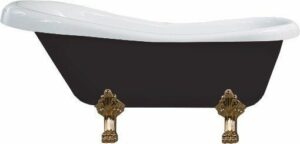 MEXEN/S - Retro voľne stojaca vaňa 170x75 cm biela / čierna nohy zlato