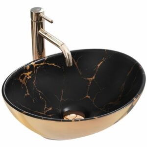 Umývadlo na dosku Rea Sofia in Gold marble black REA-U8011