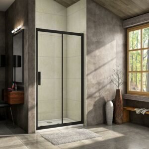 H K - Luxusné posuvné sprchové dvere ALTO BLACK 156-160x195cm L/P so Soft close zatváraním SE-ALTOBLACK160SET