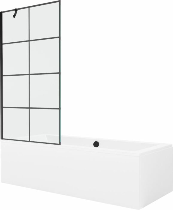 MEXEN/S - Cube obdĺžniková vaňa 180 x 80 cm s panelom + vaňová zástena 90 cm