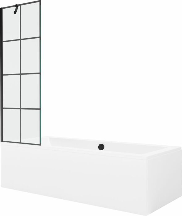 MEXEN/S - Cube obdĺžniková vaňa 180 x 80 cm s panelom + vaňová zástena 60 cm