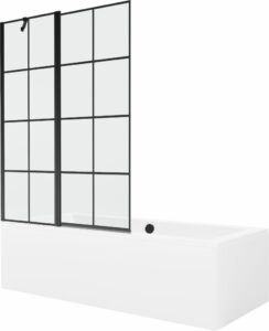 MEXEN/S - Cube obdĺžniková vaňa 170 x 80 cm s panelom + vaňová zástena 120 cm