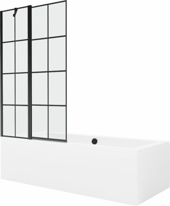 MEXEN/S - Cube obdĺžniková vaňa 180 x 80 cm s panelom + vaňová zástena 100 cm