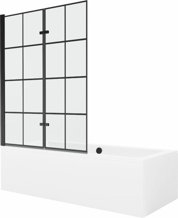 MEXEN/S - Cube obdĺžniková vaňa 180 x 80 cm s panelom + vaňová zástena 120 cm