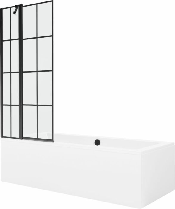 MEXEN/S - Cube obdĺžniková vaňa 180 x 80 cm s panelom + vaňová zástena 80 cm
