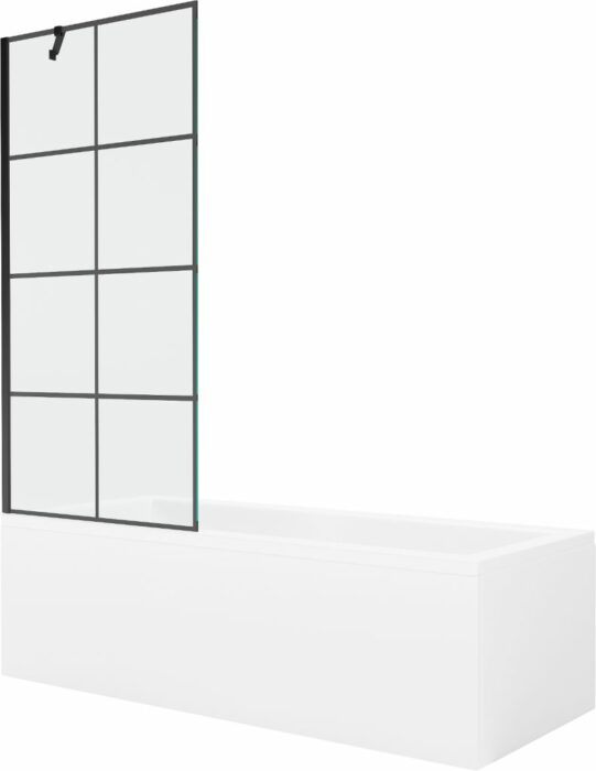 MEXEN/S - Cubik obdĺžniková vaňa 160 x 70 cm s panelom + vaňová zástena 80 cm