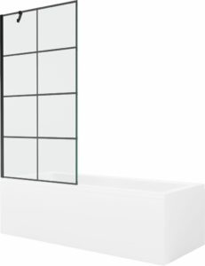 MEXEN/S - Cubik obdĺžniková vaňa 160 x 70 cm s panelom + vaňová zástena 90 cm
